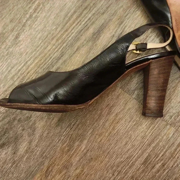 Garolini Black patent leather, leather insole, peeptoe sling back vintage - Picture 7 of 10